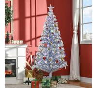 Homcom Artificial Fibre Optic Christmas Tree Seasonal Decoration W/ Led Lights In Blue