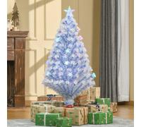 Homcom Artificial Fibre Optic Christmas Tree Seasonal Decoration W/ Led Lights In White White