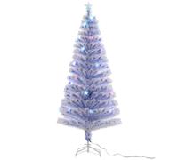 HOMCOM Artificial Fibre Optic Christmas Tree with Star Topper 6ft - White | TJ Hughes