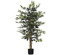 HOMCOM Artificial Ficus Plant Height 1.30 m Large Realistic Pot Included