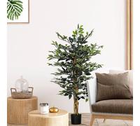 HOMCOM Verdant Oasis: Lifelike 130cm Ficus Tree in Pot, Realistic Foliage for Indoor & Outdoor Decor, Lush Green Aosom UK