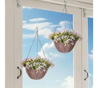 HOMCOM Artificial Flowers in Basket Set of 2 with 75 Leaves and 15 Flowers