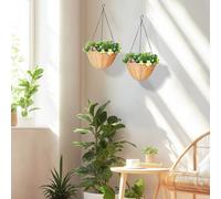 HOMCOM Artificial Flowers in Basket Set of 2 with PE Leaves and 18 Flowers