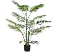 HOMCOM Artificial Indoor Plant, 170 cm, Palm Tree with Plastic Pot and Flocking, Artificial Tree 16 PEVA Leaves, Fake Plant Decoration for Home, Office, Living Room, Bedroom, Green