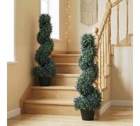 Artificial Lavender Topiary Tree with 315 Leaves and 315 Flowers, Set of 2
