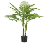 HOMCOM Artificial Palm Tree with 14 PEVA Leaves, 120cm Decorative Artificial Plant with Pot and Moss Effect, Green