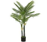 HOMCOM Artificial Palm Tree with 16 PEVA Leaves, 150cm Decorative Artificial Plant with Pot and Moss Effect, Green