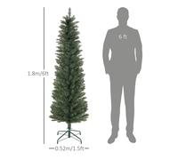 HOMCOM 6 Foot Artificial Pencil Christmas Tree With Branches, Green, Green