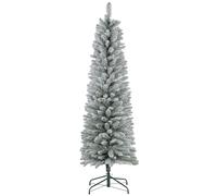 HOMCOM 6 Foot Artificial Pencil Christmas Tree With Snow Flocked Tips, Green, Green