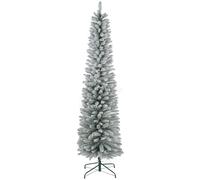 HOMCOM Artificial Pencil Christmas Tree with Snow Flocked Tips - Green - 45cm x 45cm x 150cm | TJ Hughes