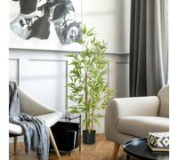 HOMCOM Artificial Plant Bamboo Artificial Tree Height 120 cm with Pot - Green - 120 - 1