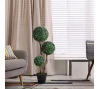 HOMCOM Artificial Plant Boxwood Ball Topiary Tree Indoor Outdoor, 90cm in Dark Green HOMCOM Dark Green