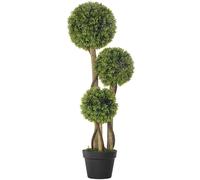 HOMCOM Artificial Plant Boxwood Ball Topiary Tree Indoor Outdoor - Green - 90 - 1