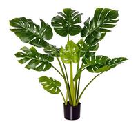 HOMCOM Artificial Plants 110 cm Artificial Monstera Artificial Plants in Pot Artificial Tree Indoor Plant Decorative Plant Office Plant Plastic Pot for Indoor and Outdoor Use