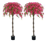 HOMCOM Artificial Plants Murraya, 120 cm Red Fake Plants in Pot 2-Pack