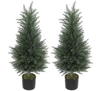 HOMCOM Set of 2 Decorative Artificial Plant, Fake Plants for Home Decor, Green
