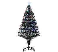 Homcom Artificial Prelit Christmas Tree, Snow Xmas Tree With Led Light In Green Green