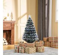 Artificial Prelit Christmas Tree, Snow Xmas Tree with LED Light HOMCOM Green 4ft