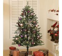 Homcom Artificial Prelit Christmas Tree W/ Led Lights, Purple Ornaments In Green Green