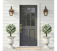 HOMCOM Artificial Rose Topiary, UV Resistant, 2-Pack, 55 cm - White
