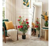 HOMCOM 90Cm Artificial Rose Tree With 344 Silk Leaves And 17 Flowers, Red, Red