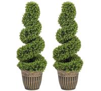 HOMCOM Artificial Topiary Spiral Boxwood Trees, Set of 2 150cm, Light Green | Decorative Artificial Plants in Pot, Fake Plants, Home Indoor Outdoor Decor