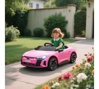 HOMCOM Audi RS e-tron GT Licensed Electric Car for Kids, 12V Battery Powered Electric Ride-on Toy with Remote Control Music, Suspension Wheels, Soft Start, for 3-5 years, Pink