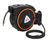 HOMCOM Auto Rewind Hose Reel, Retractable Air Hose Reel 15 m + 1.5 m, 150 Bar with 1/4" BSPT Connector, Black