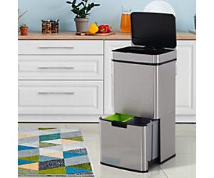 HOMCOM Automatic Sensor Bin 72 L Silver Acrylonitrile Butadiene Styrene, Plastic, Stainless Steel