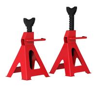 HOMCOM Axle Stands 6 Ton Car Jack Stands Pack of 2, 38.5-60 cm Height Adjustable Support Jack Stand, Heavy Duty Car Lift Tool for Vehicles, Caravans, Workshops, Garages, Red