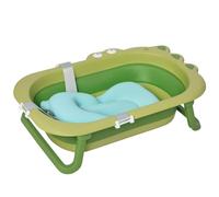 HOMCOM Baby Bath Tub for Toddler Kids Ergonomic Foldable 0-3 Years Green | Infant Use, Secure Non-Slip, Portable, Baby Cushion