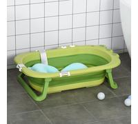 HOMCOM Baby Bath Tub for Toddler Kids Infant Ergonomic Foldable Secure Non-Slip Portable with Baby Cushion for 0-3 Years Green Green