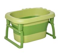 HOMCOM Baby Bathtub for 0-6 Years Collapsible Non-Slip Portable with Stool Seat for Newborns Infants Toddlers Kids - Green Green