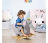 HOMCOM Baby Rocking Horse Plush Ride On Elephant Rocker with Sound Safety Belt Toddler Toy for 18-36 Months