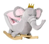 Homcom Baby Rocking Horse Elephant Rocking Chair Rocker Toy With Wooden Base Seat Safety Belt For 1.5-3 Year Old Grey