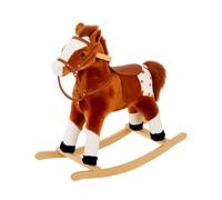 HOMCOM Baby Rocking Horse with Sound Handle Grip for Kids 3-6 Years Brown | Plush, Ride on Animals Rocker