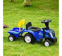 Reiten Kids Sliding Ride On Tractor with Horn & Storage - Blue, Blue
