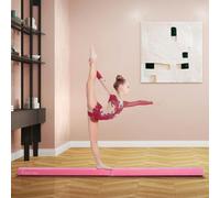 HOMCOM Balance Beam Trainer Fold Performance Gymnastics Suede Pink Home - Pink - 240L x 10W x 6.5H cm