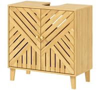 HOMCOM Bamboo Bathroom Under Sink Cabinet with Adjustable Shelf, Natural HOMCOM Natural