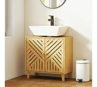 HOMCOM Bamboo Bathroom Under Sink Cabinet with Adjustable Shelf, Natural - Natural
