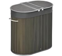 HOMCOM Bamboo Laundry Basket with Lid 100 Litres 62.5 x 37 x 60.5cm Grey