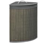 HOMCOM Bamboo Laundry Basket with Lid 55 Litres Laundry Hamper Grey