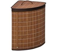 HOMCOM 55L Bamboo Corner Laundry Hamper Bamboo Laundry Basket 38x38x57cm Brown, Brown