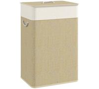 HOMCOM Laundry Hamper with Removable Washable Liner Bag, Nature Wood Finish, Brown