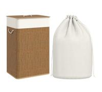 HOMCOM Bamboo Laundry Basket with Lid Laundry Hamper 72L Brown