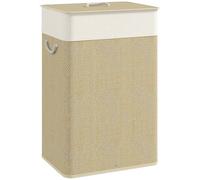 HOMCOM Bamboo Laundry Basket with Lid Laundry Hamper 72L Nature Wood Finish | Rope Handles, Washing Basket, Removable Washable Liner Bag, Bathroom, Bedroom