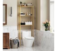 Homcom Bamboo Over Toilet Storage Unit With 3 Slatted Shelves, Natural Natural One Size
