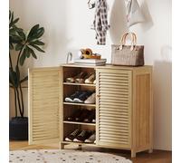 Portland 2 Door Natural Bamboo Louvred Shoe Cabinet