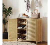 Portland 2 Door Natural Bamboo Louvred Shoe Cabinet