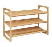 HOMCOM Bamboo Shoe Rack, 3-tier Shoe Storage Shelf for 9 Pair Shoes